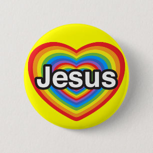 Badge Rond 5 Cm J'aime Jésus. Je t'aime Jésus. Cœur