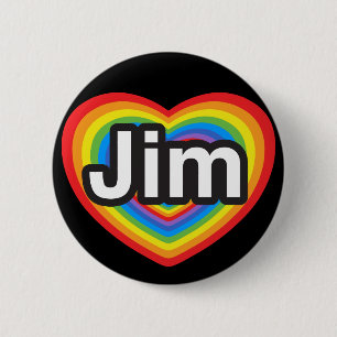 Badge Rond 5 Cm J'aime JIM. Je t'aime JIM. Coeur