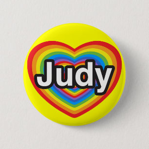 Badge Rond 5 Cm J'aime Judy. Je t'aime Judy. Cœur