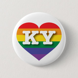Badge Rond 5 Cm J'aime Kentucky Gay pride Rainbow Heart