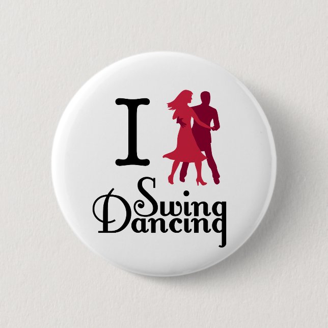 Badge Rond 5 Cm J'aime la danse d'oscillation (Devant)
