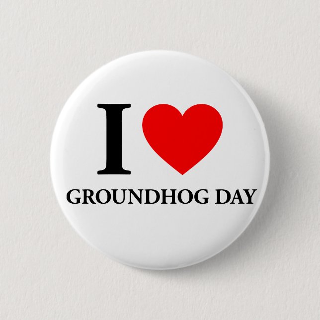 Badge Rond 5 Cm J'aime la journée de la marmotte (Devant)