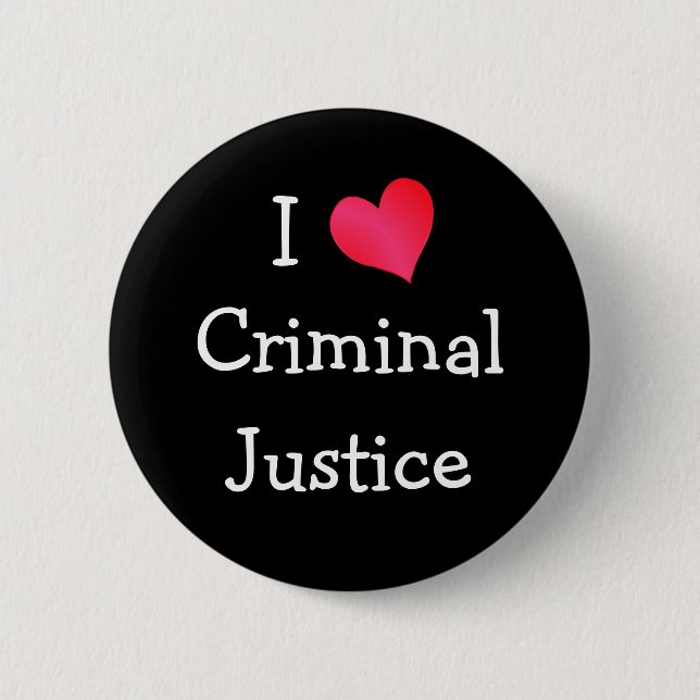 Badge Rond 5 Cm J'aime la justice pénale (Devant)