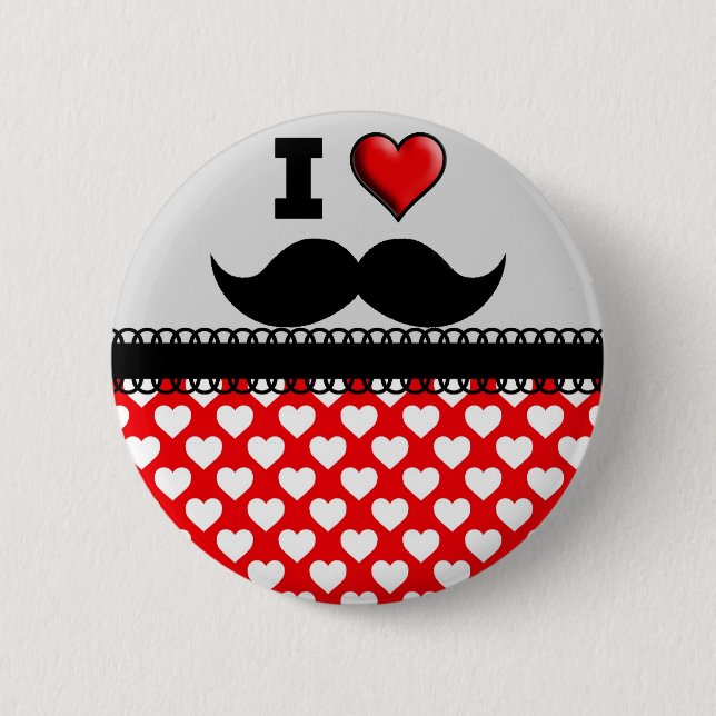 Badge Rond 5 Cm J'aime la moustache Stache de moustache (Devant)