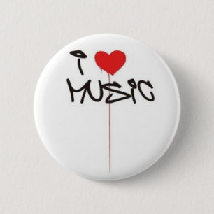 Badge Rond 5 Cm J'aime la musique