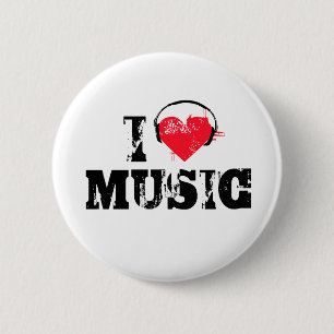 Badge Rond 5 Cm J'aime la musique