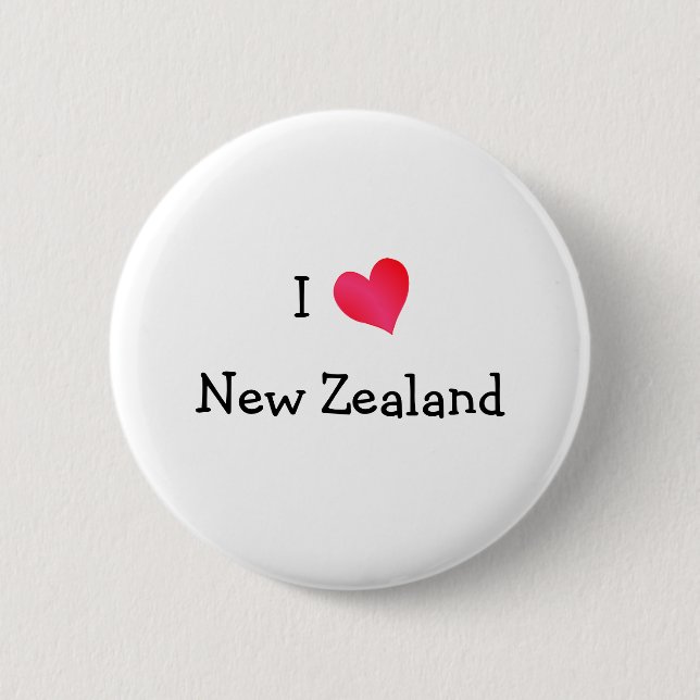 Badge Rond 5 Cm J'aime la Nouvelle-Zélande (Devant)