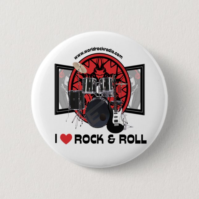 Badge Rond 5 Cm J'aime la roche et roule le bouton (Devant)
