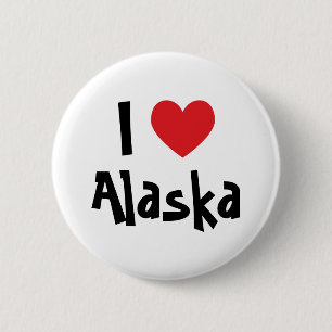 Badge Rond 5 Cm J'aime l'Alaska