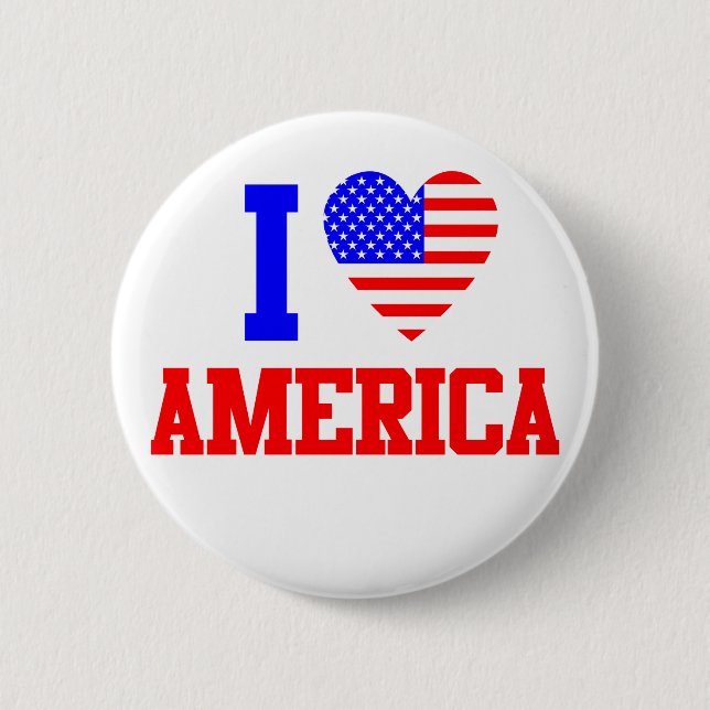Badge Rond 5 Cm J'aime l'Amérique (Devant)
