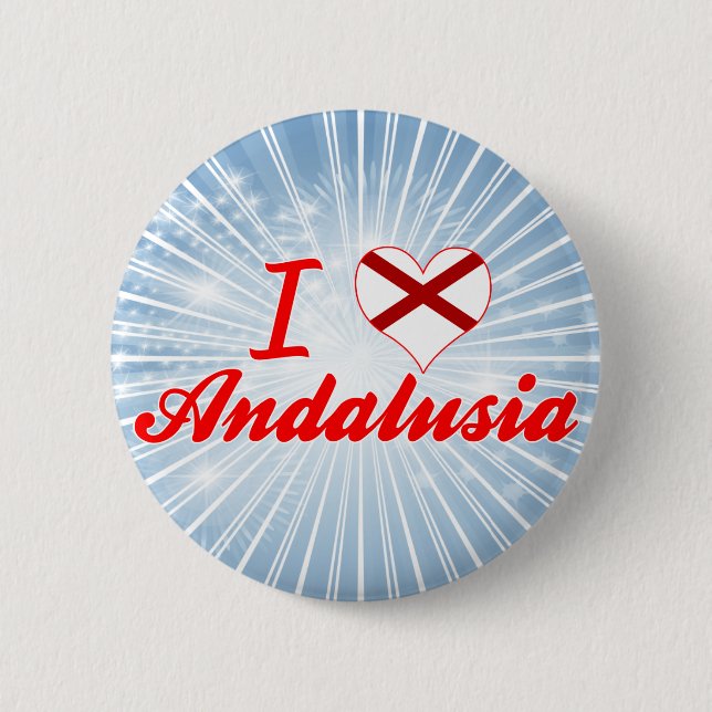 Badge Rond 5 Cm J'aime l'Andalousie, Alabama (Devant)