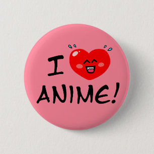 Badge Rond 5 Cm J'aime l'Anime