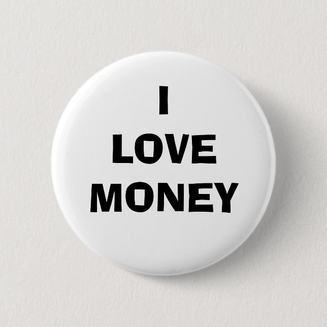 BADGE ROND 5 CM J'AIME L'ARGENT (Devant)