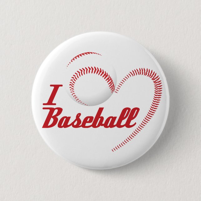 Badge Rond 5 Cm J'aime le bouton de base-ball (Devant)
