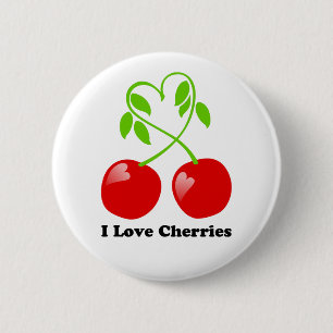 Badge Rond 5 Cm J'aime le bouton de cerises