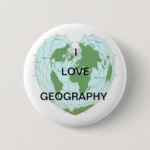 Badge Rond 5 Cm J'AIME le bouton de GÉOGRAPHIE