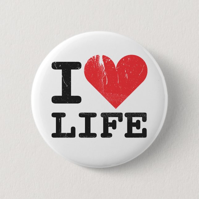 Badge Rond 5 Cm J'aime le bouton de la vie (Devant)
