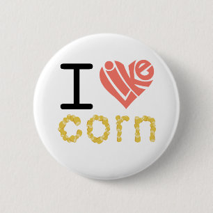 Badge Rond 5 Cm J'aime le bouton de maïs