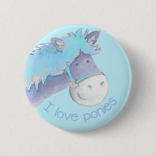 Badge Rond 5 Cm J'aime le bouton/insigne de poneys