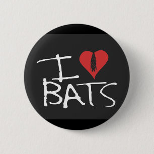 Badge Rond 5 Cm J'aime le bouton noir de battes