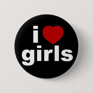 Badge Rond 5 Cm J'aime le bouton noir de filles