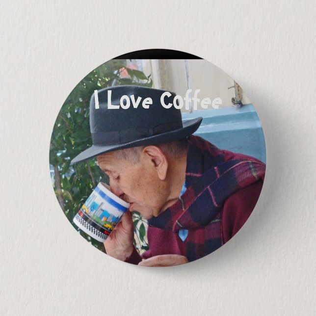 Badge Rond 5 Cm J'aime le café (Devant)