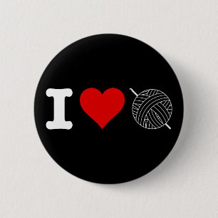 Badge Rond 5 Cm J'aime le coeur Crochet
