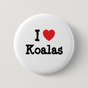 Badge Rond 5 Cm J'aime le coeur Koalas personnalisé