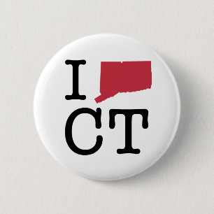 Badge Rond 5 Cm J'aime le Connecticut