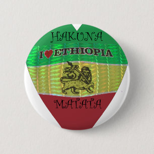 Badge Rond 5 Cm J'aime le drapeau - Amour Éthiopie   Rouge Or Vert