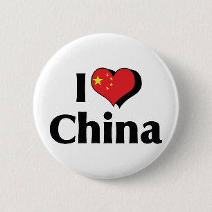 Badge Rond 5 Cm J'aime le drapeau de la Chine