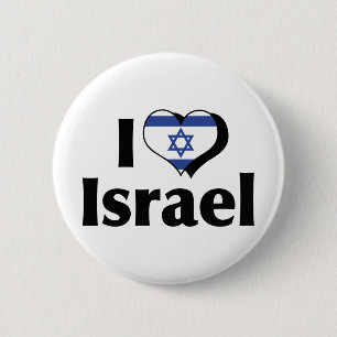 Badge Rond 5 Cm J'aime le drapeau d'Israël
