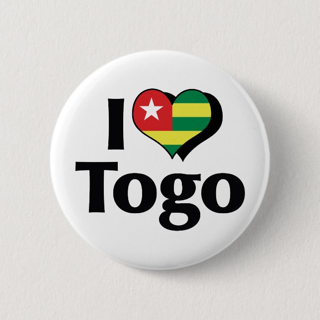 Badge Rond 5 Cm J'aime le drapeau du Togo (Devant)