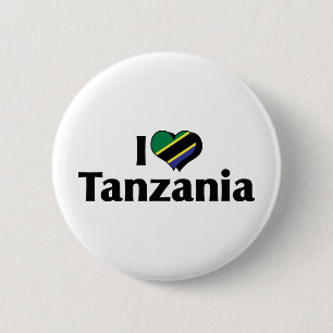Badge Rond 5 Cm J'aime le drapeau tanzanien