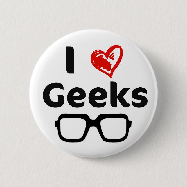 Badge Rond 5 Cm J'aime le geeks (Devant)