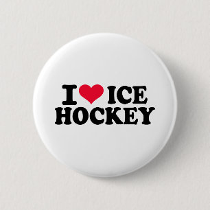 Badge Rond 5 Cm J'aime le hockey sur glace
