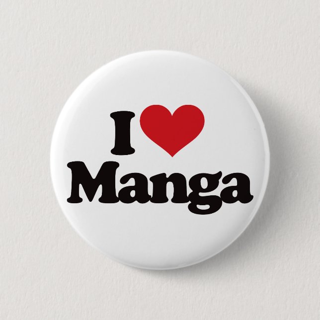 Badge Rond 5 Cm J'aime le Manga (Devant)
