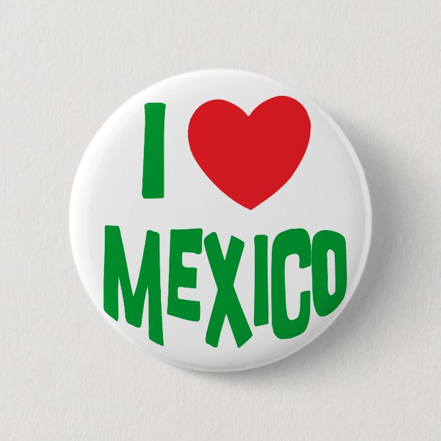 Badge Rond 5 Cm J'aime le Mexique (Devant)