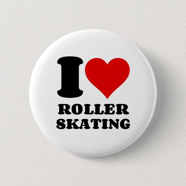 BADGE ROND 5 CM J'AIME LE PATINAGE ROLLER (Devant)