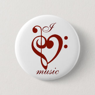 Badge Rond 5 Cm J'aime le Pin de musique