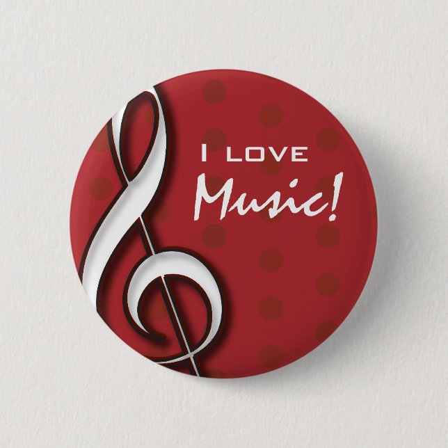 Badge Rond 5 Cm J'aime le Pin de musique (Devant)