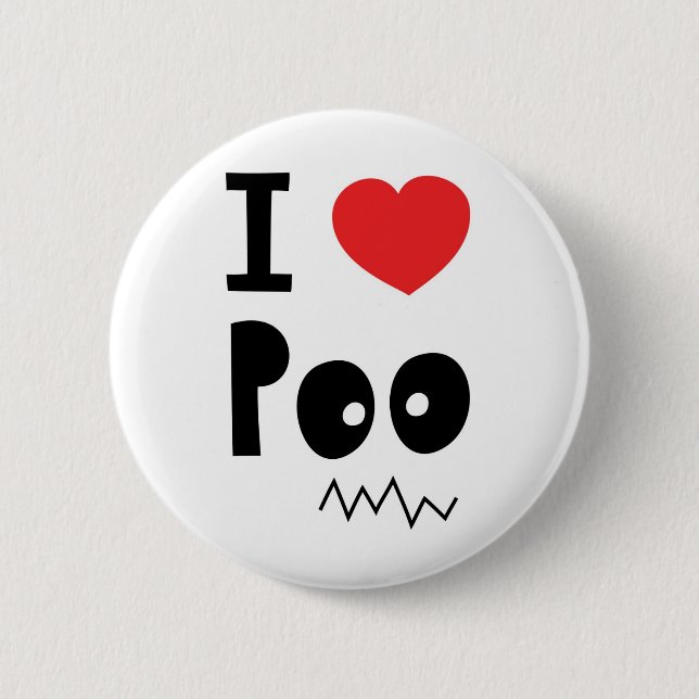 Badge Rond 5 Cm J'aime le poo (Devant)
