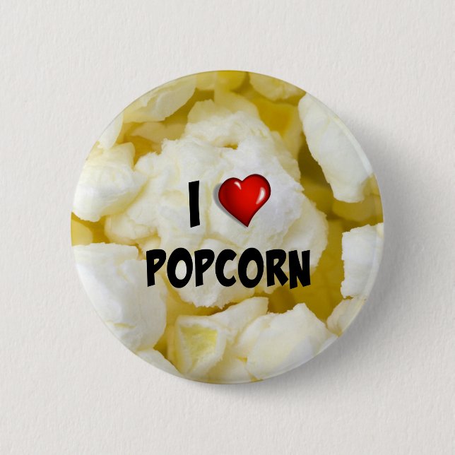 Badge Rond 5 Cm J'Aime Le Popcorn...Yum (Devant)