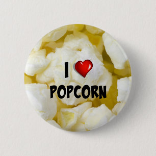 Badge Rond 5 Cm J'Aime Le Popcorn...Yum