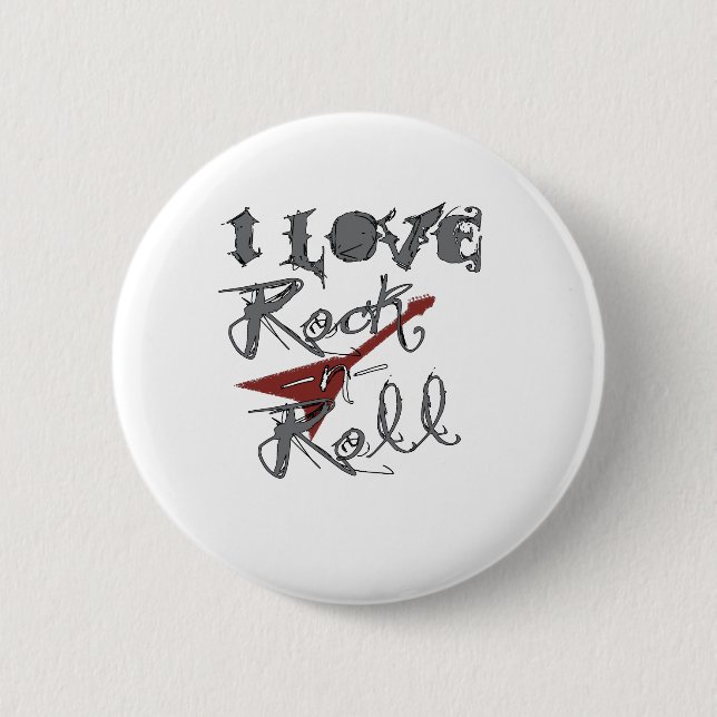 Badge Rond 5 Cm J'aime le rock (Devant)