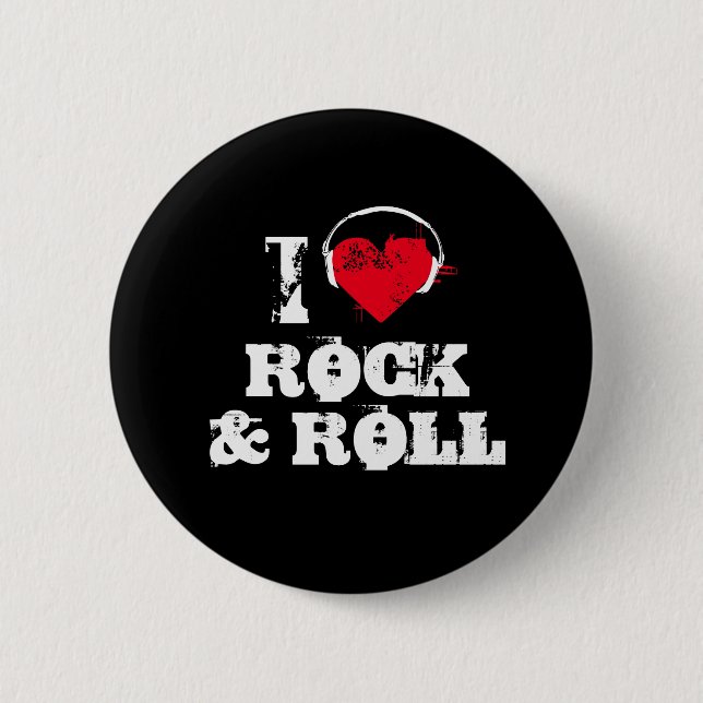 Badge Rond 5 Cm J'aime le rock (Devant)