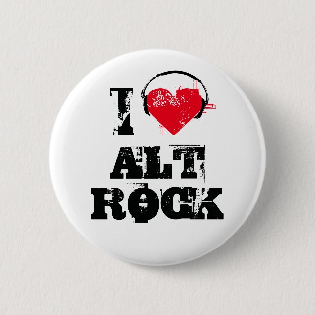 Badge Rond 5 Cm J'aime le rock alt (Devant)