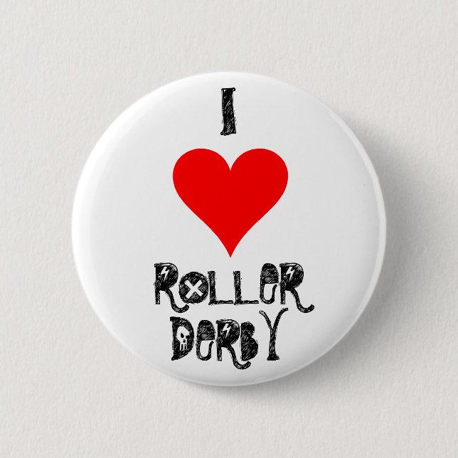 BADGE ROND 5 CM J'AIME LE ROULEAU DERBY (Devant)