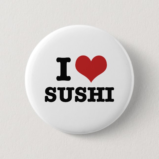 Badge Rond 5 Cm J'Aime Le Sushi (Devant)