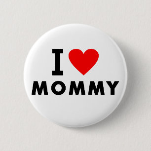 Badge Rond 5 Cm j'aime le symbole de mère de message textuel de
